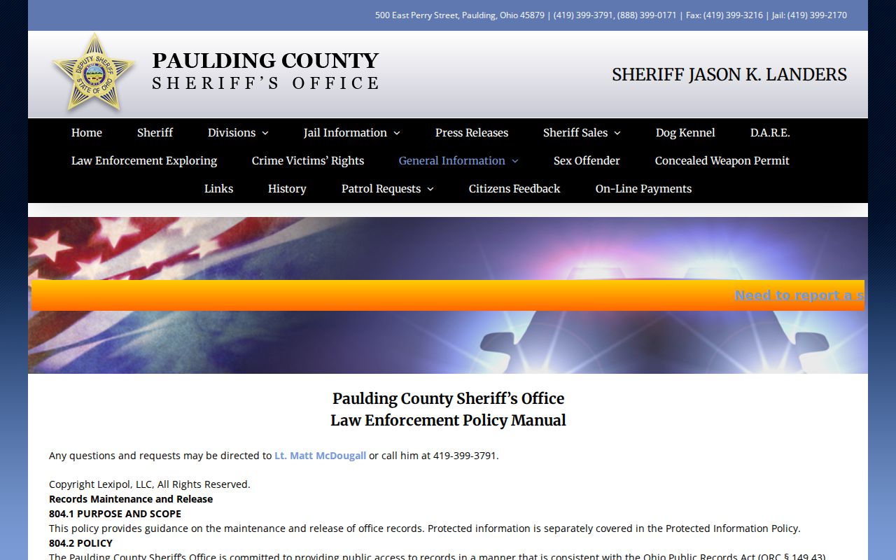 Paulding County booking record request policy