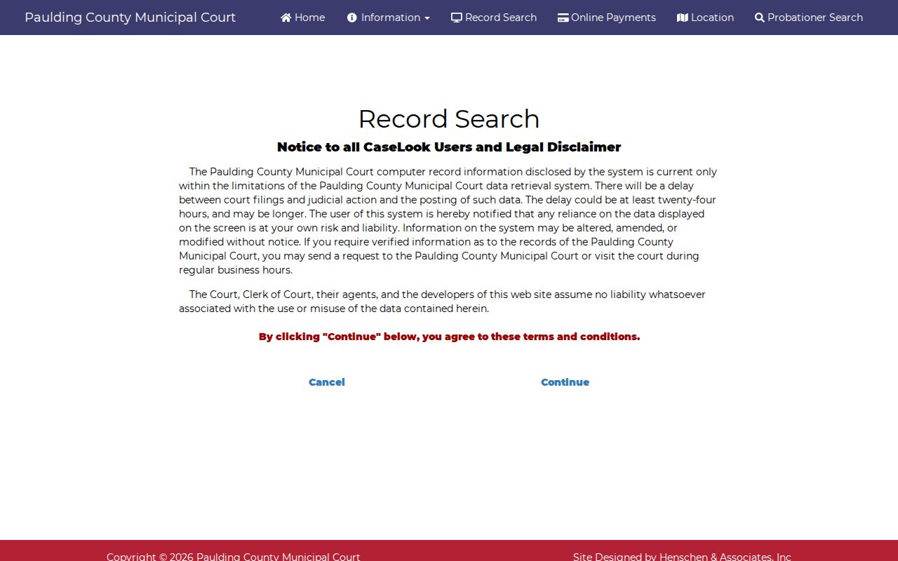 Paulding County court record search for booking case follow-up